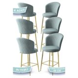 Canisa Concept Alte Serisi 6 Adet Babyface Kumaş 65 Cm Gold Kaplama Ayaklı Su Yeşili Bar Sandalyesi