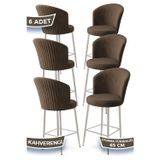 Canisa Concept Alte Serisi 6 Adet Babyface Kumaş 65 Cm Krom Kaplama Ayaklı Kahverengi Bar Sandalyesi