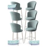 Canisa Concept Alte Serisi 6 Adet Babyface Kumaş 65 Cm Krom Kaplama Ayaklı Su Yeşili Bar Sandalyesi