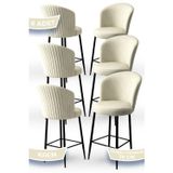 Canisa Concept Alte Serisi 6 Adet Krem Sandalye 65 Cm Ada Mutfak Bar Sandalyesi Babyface Kumaş Siyah Metal Ayak