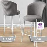 Canisa Concept Alte Serisi Babyface Kumaş Beyaz Metal Ayak Gri Bar Sandalyesi
