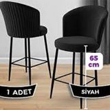 Canisa Concept Alte Serisi Babyface Kumaş Siyah Metal Ayak Siyah Bar Sandalyesi