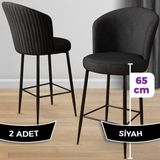 Canisa Concept Alte Serisi Babyface Siyah Kumaş-Siyah Metal Ayak 2 Adet Bar Sandalyesi