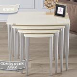 Canisa Concept Anka Serisi 1.sınıf Sehpa Takımı Mdf Krem 4'lü Zigon Sehpa Takımı Gürgen Ayaklar - Sehpalar Krem Ayaklar Gümüş