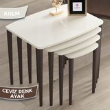 Canisa Concept Anka Serisi 1.sınıf Sehpa Takımı Mdf Krem 4'lü Zigon Sehpa Takımı Gürgen Ayaklar