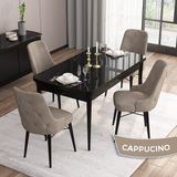 Canisa Concept Are SERISI 80 x 132 cm Mdf Açılabilir Siyah Mermer Desen Masa Takımı 4 Sandalye Gümüş Halkalı - 80x132 - Cappuccino
