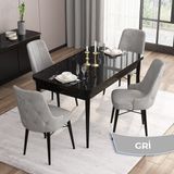 Canisa Concept Are SERISI 80 x 132 cm Mdf Açılabilir Siyah Mermer Desen Masa Takımı 4 Sandalye Gümüş Halkalı - 80x132 - Gri