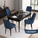 Canisa Concept Are SERISI 80 x 132 cm Mdf Açılabilir Siyah Mermer Desen Masa Takımı 4 Sandalye Gümüş Halkalı - 80x132 - Lacivert