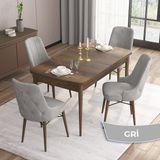 Canisa Concept Are Serisi 80 x 132 cm Mdf Masa Barok Ahşap Desen Masa Takımı 4 Sandalye Gümüş Halkalı - 80x132 - Gri