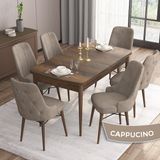 Canisa Concept Are Serisi 80 x 132 cm Mdf Masa Barok Ahşap Desen Masa Takımı 6 Sandalye Gümüş Halkalı - 80x132 - Cappucino