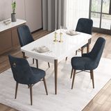 Canisa Concept Are Serisi, 80X132 Açılabilir Mdf Beyaz Masa Ceviz Ayak Masa Takımı, 4 Sandalye - Antrasit