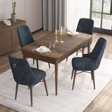 Canisa Concept Are Serisi, 80X132 Açılabilir Mdf Masa, Barok Ahşap Desenli Mutfak Masa Takımı, 4 Sandalye - Antrasit
