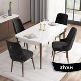 Canisa Concept Are Serisi Beyaz Masa Ceviz Ayak Mdf 80X132 Açılabilir Mutfak Masa Takımı 4 Sandalye Gold Halkalı - Su Yeşili