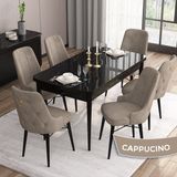 Canisa Concept Are Serisi Mdf 80X132 Açılabilir Siyah Mermer Desen Yemek Odası Takımı 6 Sandalye Gold Halkalı - Cappuccino
