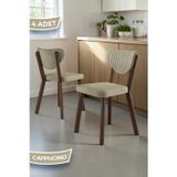 Canisa Concept Arfe Serisi 4 Adet Cappucino Bukle Kumaş Mutfak Sandalyesi Kahve Metal İskeletli
