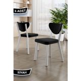Canisa Concept Arfe Serisi 4 Adet Siyah Mutfak Sandalyesi Beyaz Metal İskeletli 1. Sınıf Babyface Kumaş