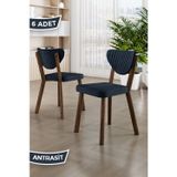 Canisa Concept Arfe Serisi 6 Adet Antrasit Mutfak Sandalyesi Metal Ahşap Kaplama 1. Sınıf Babyface Kumaş