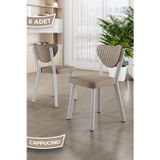 Canisa Concept Arfe Serisi 6 Adet Cappucino Mutfak Sandalyesi Beyaz Metal İskeletli 1. Sınıf Babyface Kumaş