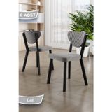 Canisa Concept Arfe Serisi 6 Adet Gri Mutfak Sandalyesi Siyah Metal İskeletli 1. Sınıf Babyface Kumaş