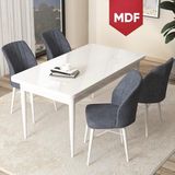 Canisa Concept Arp Serisi 70x110 cm Sabit Beyaz Masa 4 Sandalye Füme Mutfak Masası Takımı