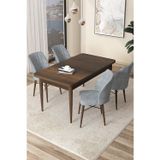 Canisa Concept Arp Serisi 70x110 Sabit Mutfak Masası Takımı Barok Desen Masa 4 Füme Sandalye