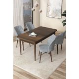 Canisa Concept Arp Serisi 70X110 Sabit Mutfak Masası Takımı Barok Desen Masa 4 Gri Sandalye