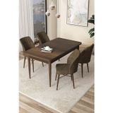 Canisa Concept Arp Serisi 70X110 Sabit Mutfak Masası Takımı Barok Desen Masa 4 Kahverengi Sandalye