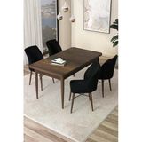 Canisa Concept Arp Serisi 70x110 Sabit Mutfak Masası Takımı Barok Desen Masa 4 Siyah Sandalye