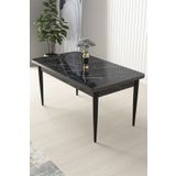 Canisa Concept Arp Serisi 70x110 Sabit Siyah Mermer Desen Mutfak Masası