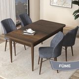 Canisa Concept Arp Serisi, MDF Barok Ahşap Desen 70 x 110 cm Sabit Mutfak Masası Takımı, 4 Sandalye - Füme - 70x110