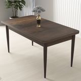 Canisa Concept Arp Serisi, MDF Barok Ahşap Desen 70 x 110 cm Sabit Mutfak Masası Takımı, 4 Sandalye - Siyah - 70x110