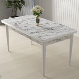 Canisa Concept Arp Serisi, MDF Beyaz Mermer Desen Masa 70X110 Sabit Mutfak Masası Takımı, 4 Sandalye - Cappuccino - 70 x 110