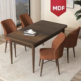 Canisa Concept Arp Serisi,MDF Barok Ahşap Desen 70 x 110 cm Sabit Mutfak Masası Takımı, 4 Sandalye - Kiremit - 70x110