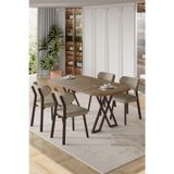 Canisa Concept Axton Serisi Sabit Mdf 90X168 Atlantik Çam Mutfak Masa Takımı 4 Cappucino Sandalye