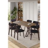 Canisa Concept Axton Serisi Sabit Mdf 90X168 Atlantik Çam Mutfak Masa Takımı 6 Antrasit Sandalye