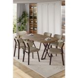 Canisa Concept Axton Serisi Sabit Mdf 90X168 Atlantik Çam Mutfak Masa Takımı 6 Cappucino Sandalye