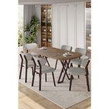 Canisa Concept Axton Serisi Sabit Mdf 90X168 Atlantik Çam Mutfak Masa Takımı 6 Gri Sandalye