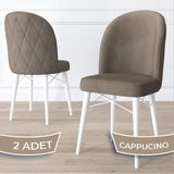Canisa Concept Bika Serisi 2 Adet Mutfak Sandalyesi Beyaz Gürgen Ayaklı 1. Sınıf Babyface Kumaş - Ahşap