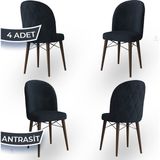 Canisa Concept Bika Serisi 4 Adet Mutfak Sandalyesi Ceviz Gürgen Ayaklı 1. Sınıf Babyface Kumaş - Ahşap