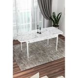 Canisa Concept Canisa Kor Serisi 70x114 Açılabilir Beyaz Mermer Desenli Mutfak Masası