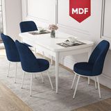 Canisa Concept Canisa Via Serisi MDF 80X132 Açılabilir Beyaz Yemek Masa Takımı - Lacivert