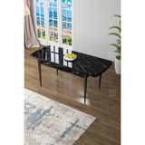 Canisa Concept Canisa Zen Serisi 1.sınıf Mdf Açılabilir Siyah Mermer Desenli Mutfak Masası, Yemek Masası