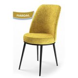 Canisa Concept Dexa Serisi Hardal Sarısı Mutfak Sandalyesi, Metal Ayaklar Siyah, 45x42 cm Oturum Alanı