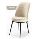 Canisa Concept Dexa Serisi Krem Renk Mutfak Sandalyesi, Metal Ayaklar Siyah, 45x42 cm Oturum Alanı