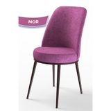 Canisa Concept Dexa Serisi Mor Mutfak Sandalyesi, Silinebilir Jerry Kumaş, Kahverengi Metal Ayaklar