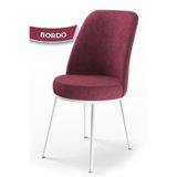 Canisa Concept Dexa Serisi Mutfak Sandalyesi, Metal Beyaz Iskeletli, Bordo