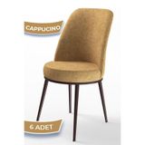 Canisa Concept Dexa Serisi Mutfak Sandalyesi, Metal Kahverengi İskeletli, 6 Adet, Cappucino