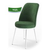 Canisa Concept Dexa Serisi Sandalye, Haki Yeşil, Beyaz Metal Ayaklar, Jerry Kumaş