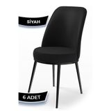 Canisa Concept Dexa Serisi Siyah Renk 6 Adet Sandalye, Metal Ayaklar