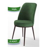 Canisa Concept Dexa Serisi, Üst Kalite Mutfak Sandalyesi, 6 Adet Haki Yeşil Sandalye, Metal Kahverengi Iskeletli